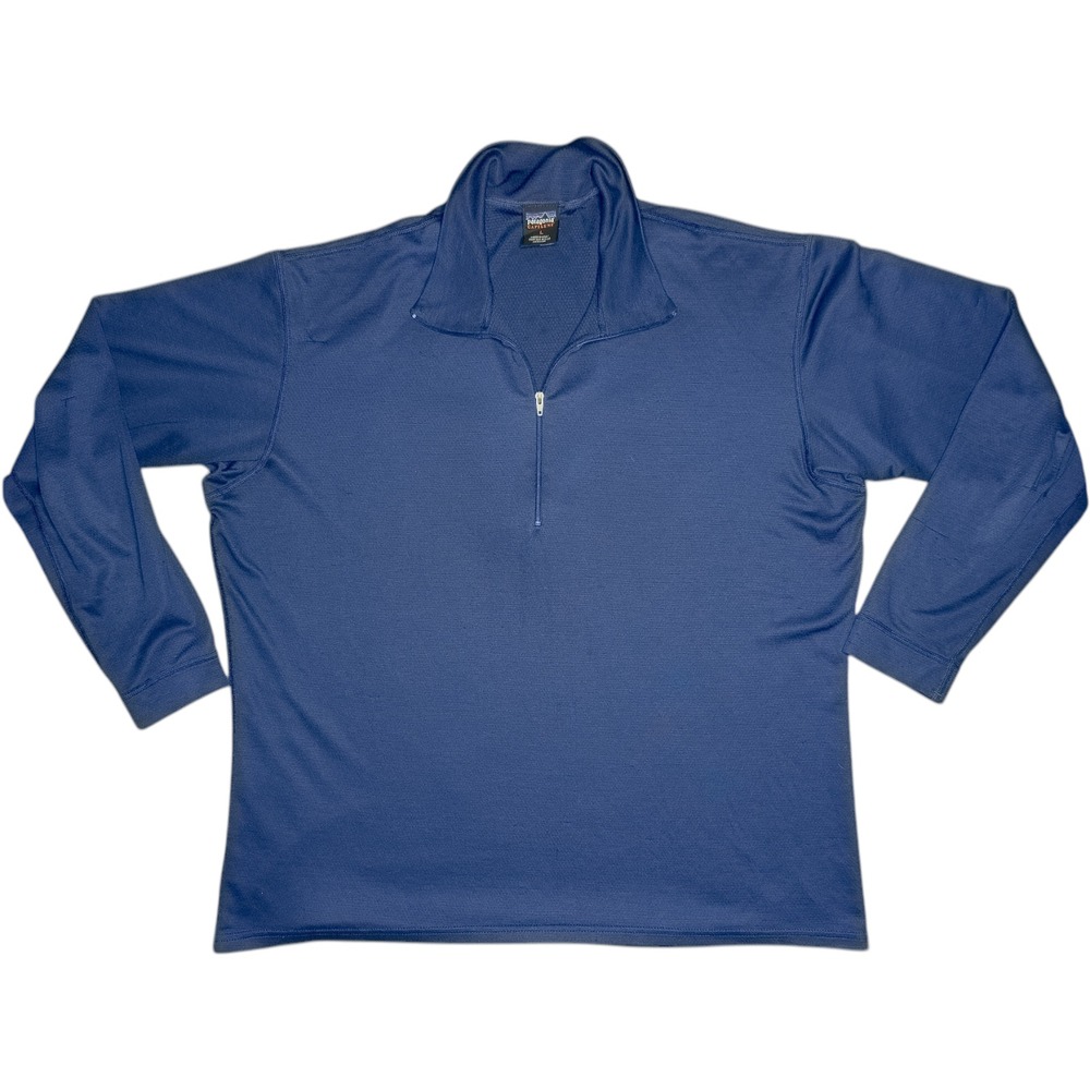VTG Patagonia Capilene Men's L‎ Navy Blue Quarter 1/4 Zip Base Layer Made In USA